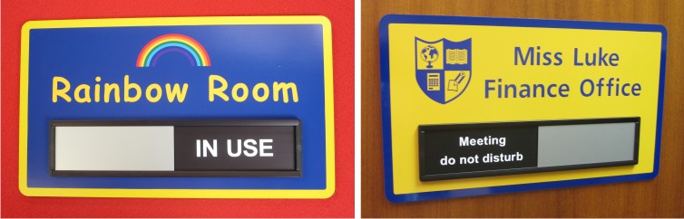 in a meeting sign for door