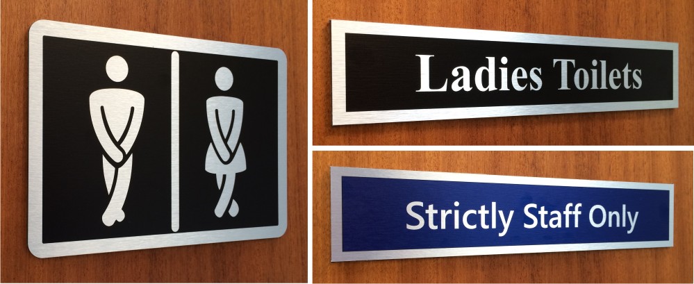 brushed aluminium door signs